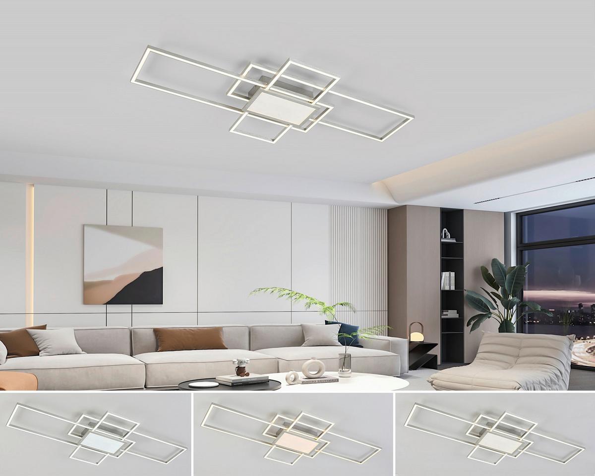 LED-Deckenleuchte Christina 50W 7000lm 3000-6000K dimmbar - Alufarben/Nickelfarben, Basics, Kunststoff/Metall (100/45,8/7,3cm) - Luca Bessoni