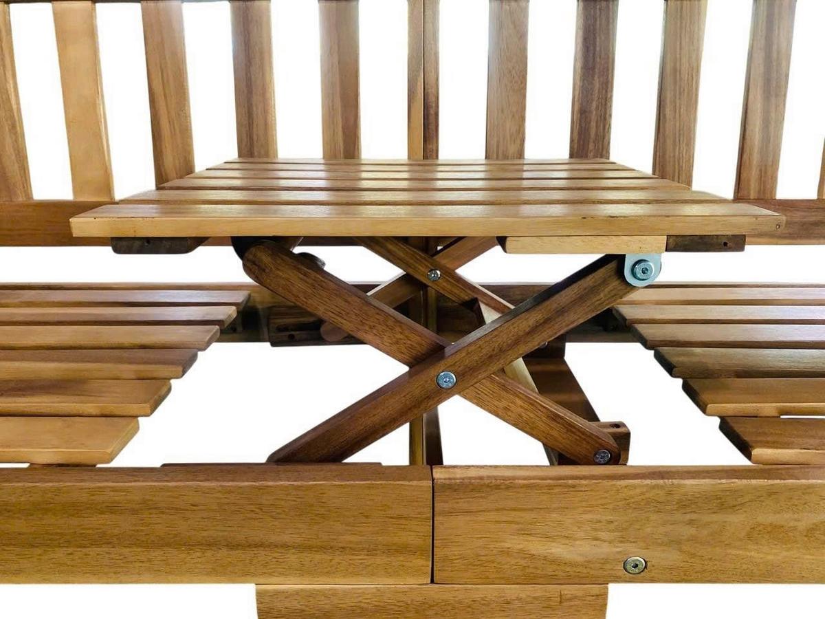 2-Sitzer mit Bank LxBxH: ca. 153x57x88 cm - Akaziefarben, Basics, Holz (153/57/88cm) - Prestige Home