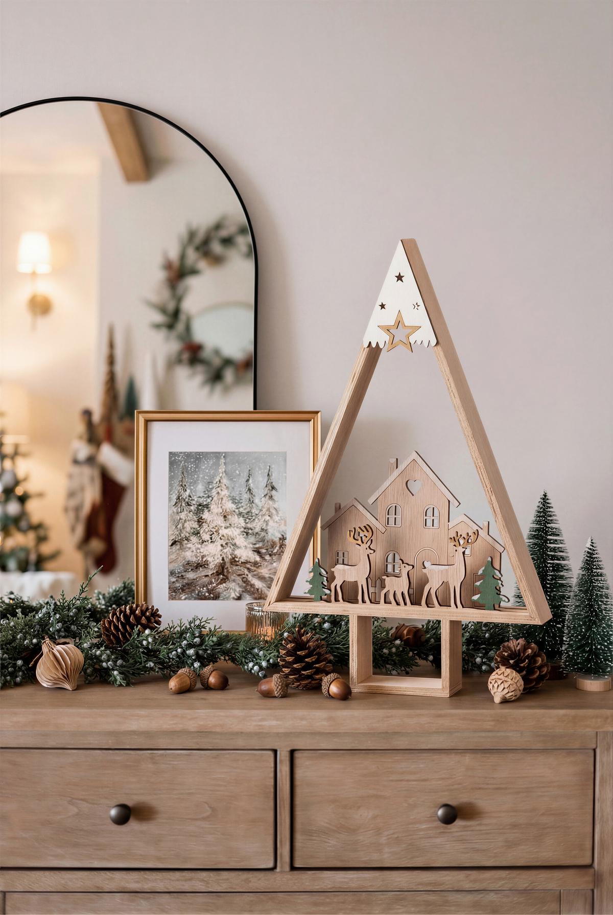 DEKOWEIHNACHTSBAUM OTHMAR -PAZ- - Naturfarben/Weiß, KONVENTIONELL, Holzwerkstoff (22,5/4/35cm) - Luca Bessoni