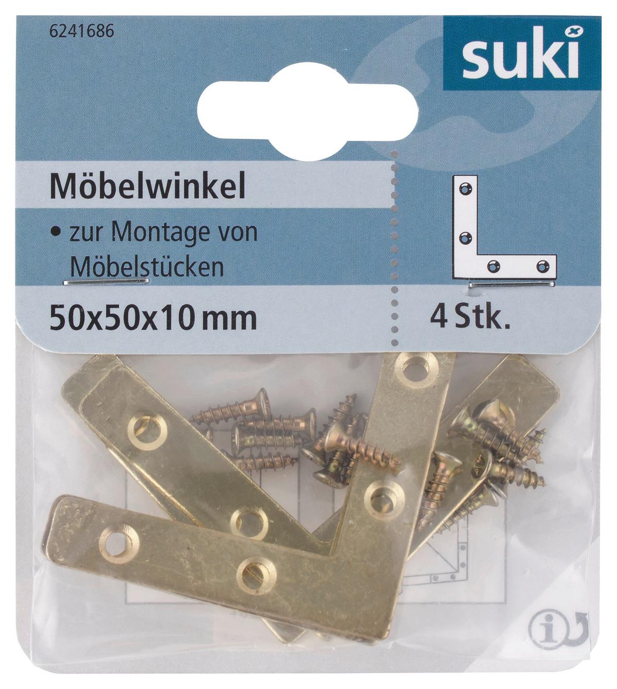 Winkelverbinder-Set 4-Tlg. 50x50x10 mm Stahl - Goldfarben, Metall (5/1/5cm) - Suki