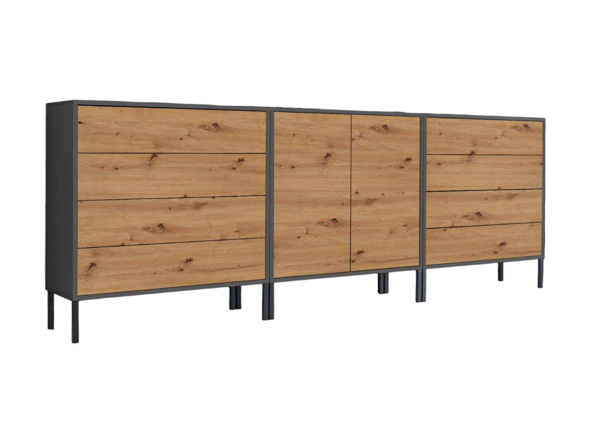 Sideboard Mailand4b:237cmeiche/anthrazit - Anthrazit/Eiche Artisan, MODERN, Holzwerkstoff (237/86/33cm) - MID.YOU