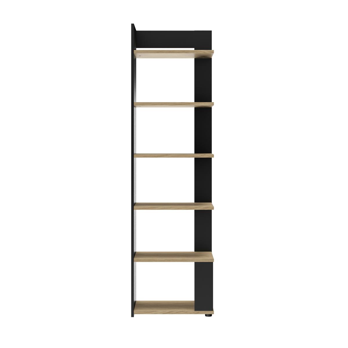 Regal Nael 56 cm Eichefarben, Schwarz - Eichefarben/Schwarz, Basics, Holzwerkstoff (56/198/37cm)