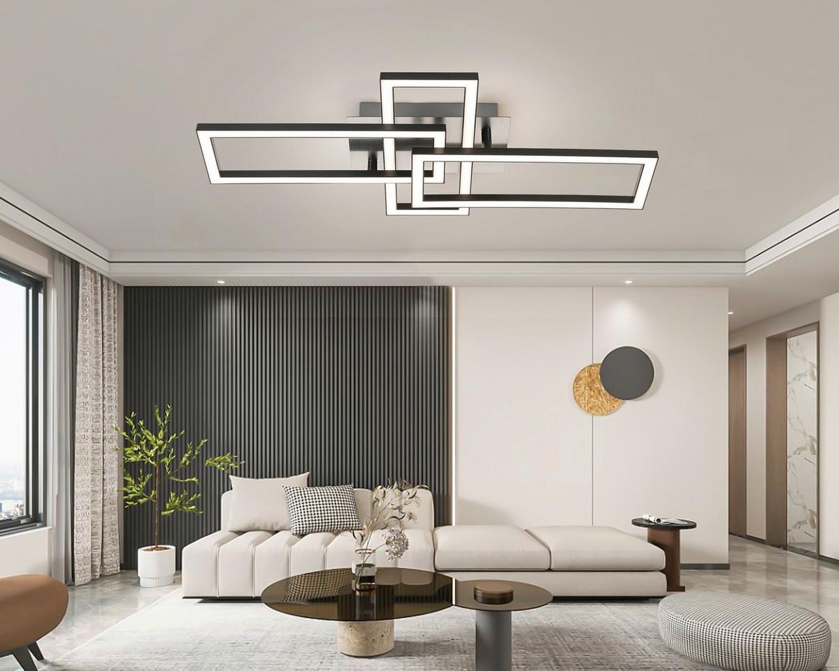 Led-deckenleuchte Ivona - Schwarz/Nickelfarben, MODERN, Kunststoff/Metall (63/34/8cm) - Luca Bessoni