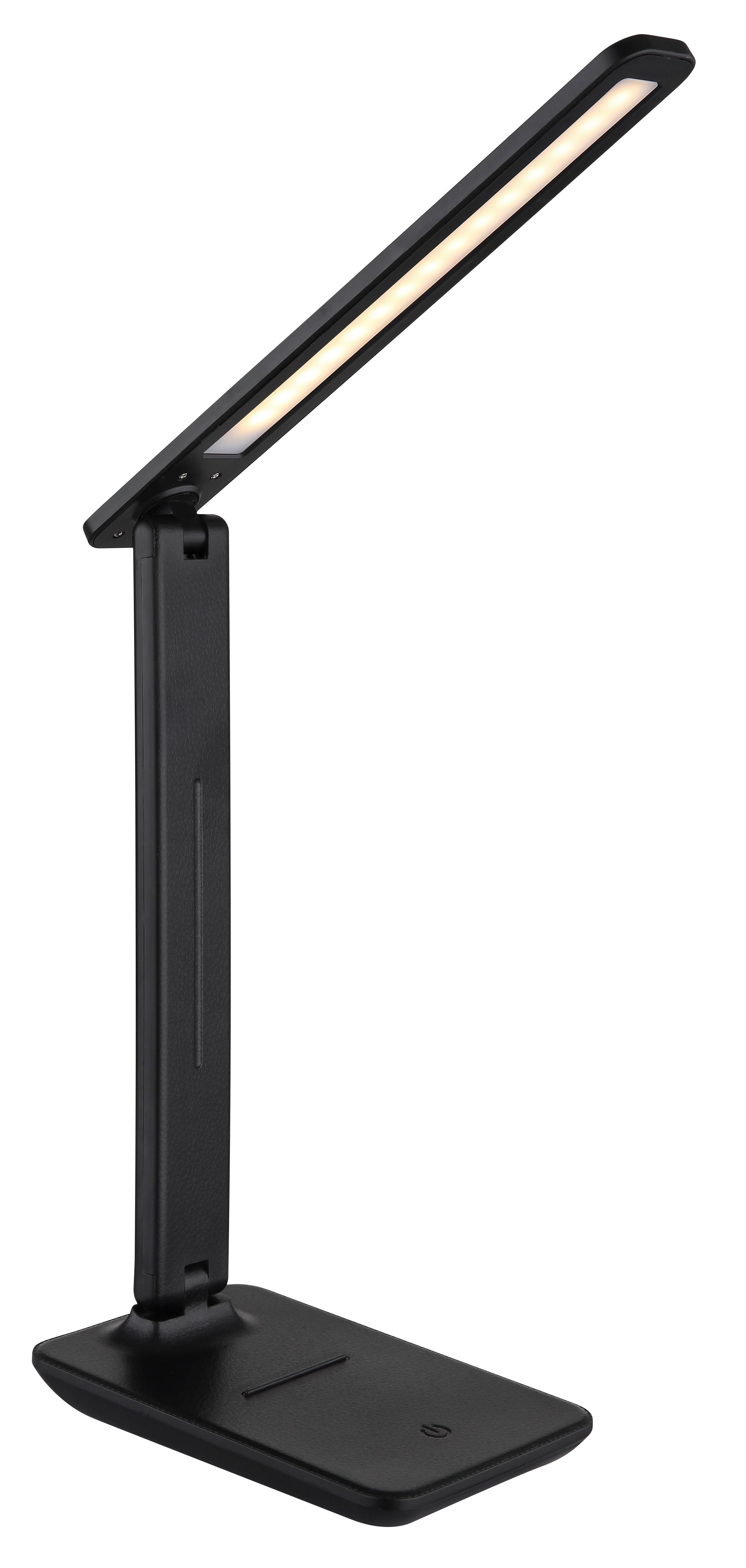LED-SCHREIBTISCHLEUCHTE 58439S - Opal/Schwarz, Design, Leder/Kunststoff (28/11.5/50cm) - Globo