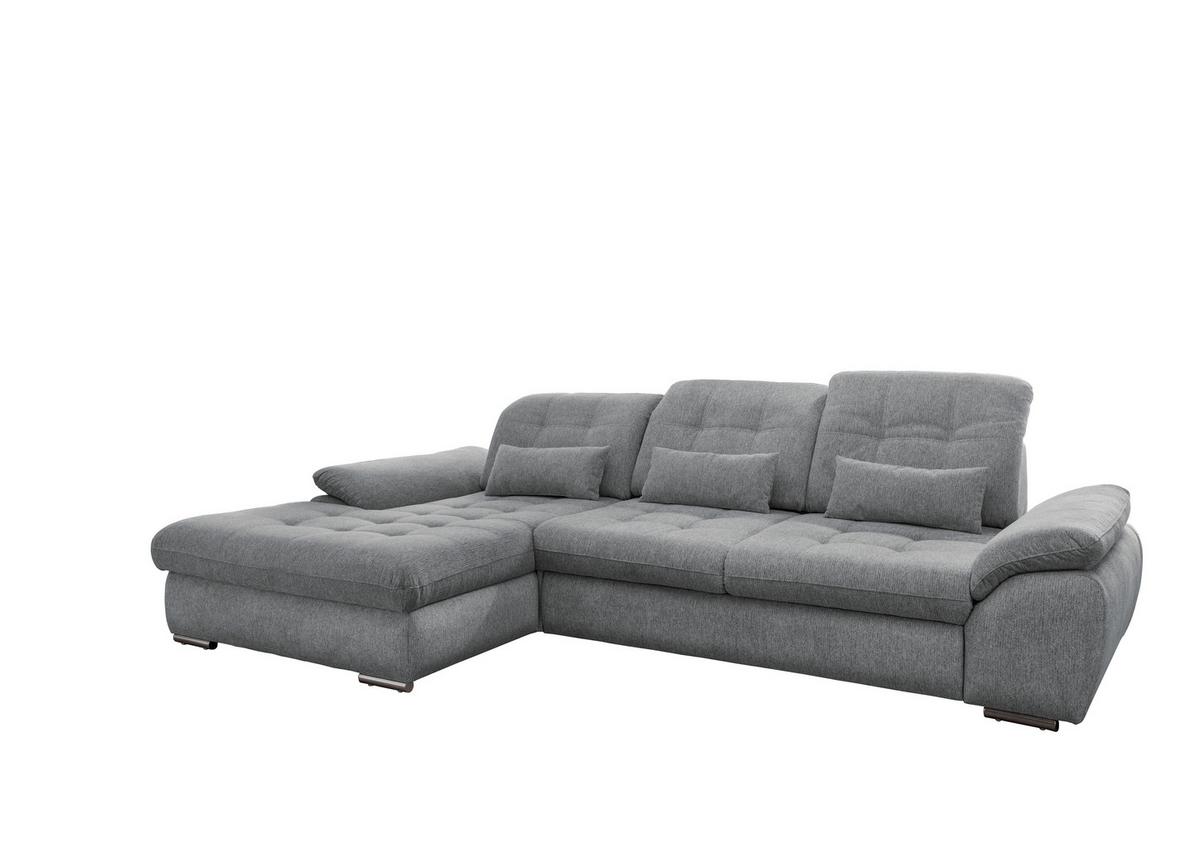 Ecksofa mit Bettkasten Rigatti Silberfarben 184x314cm - Chromfarben/Anthrazit, MODERN, Textil (184/314cm) - Livetastic