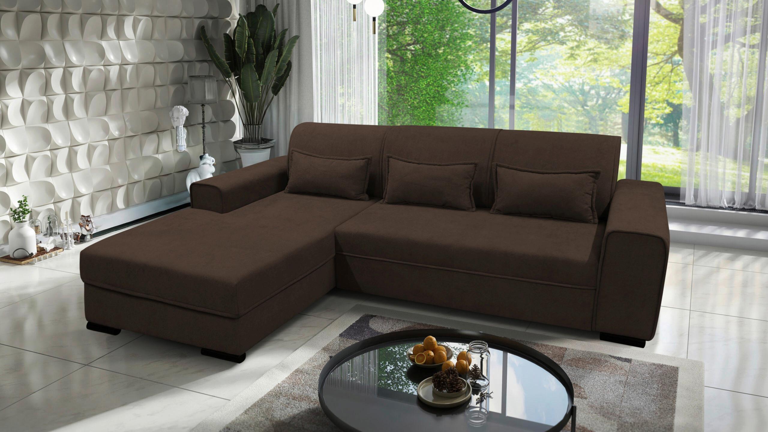 Ecksofa Classic Braun 175x270 cm - Schwarz/Braun, Design, Textil (175/270cm) - MID.YOU