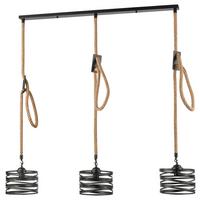 Závesné svietidlo ŠxV: 75x100 cm - čierna/prírodná farba, Modern, kov/prírodné materiály (75/100cm) - Modern Living