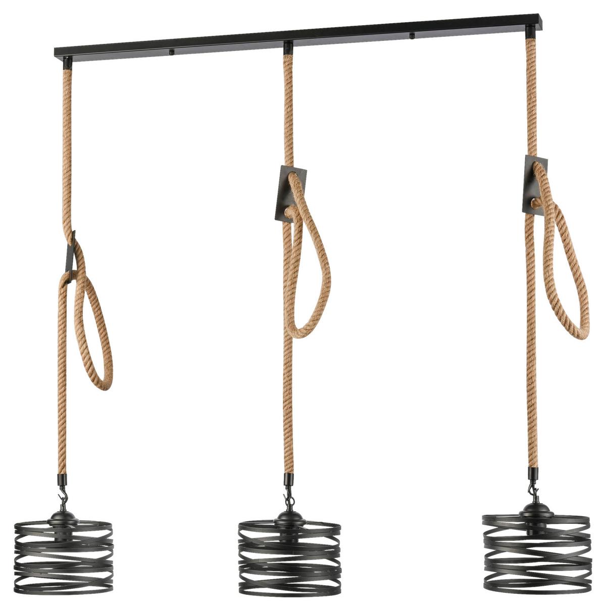 Závesné svietidlo ŠxV: 75x100 cm - čierna/prírodná farba, Modern, kov/prírodné materiály (75/100cm) - Modern Living