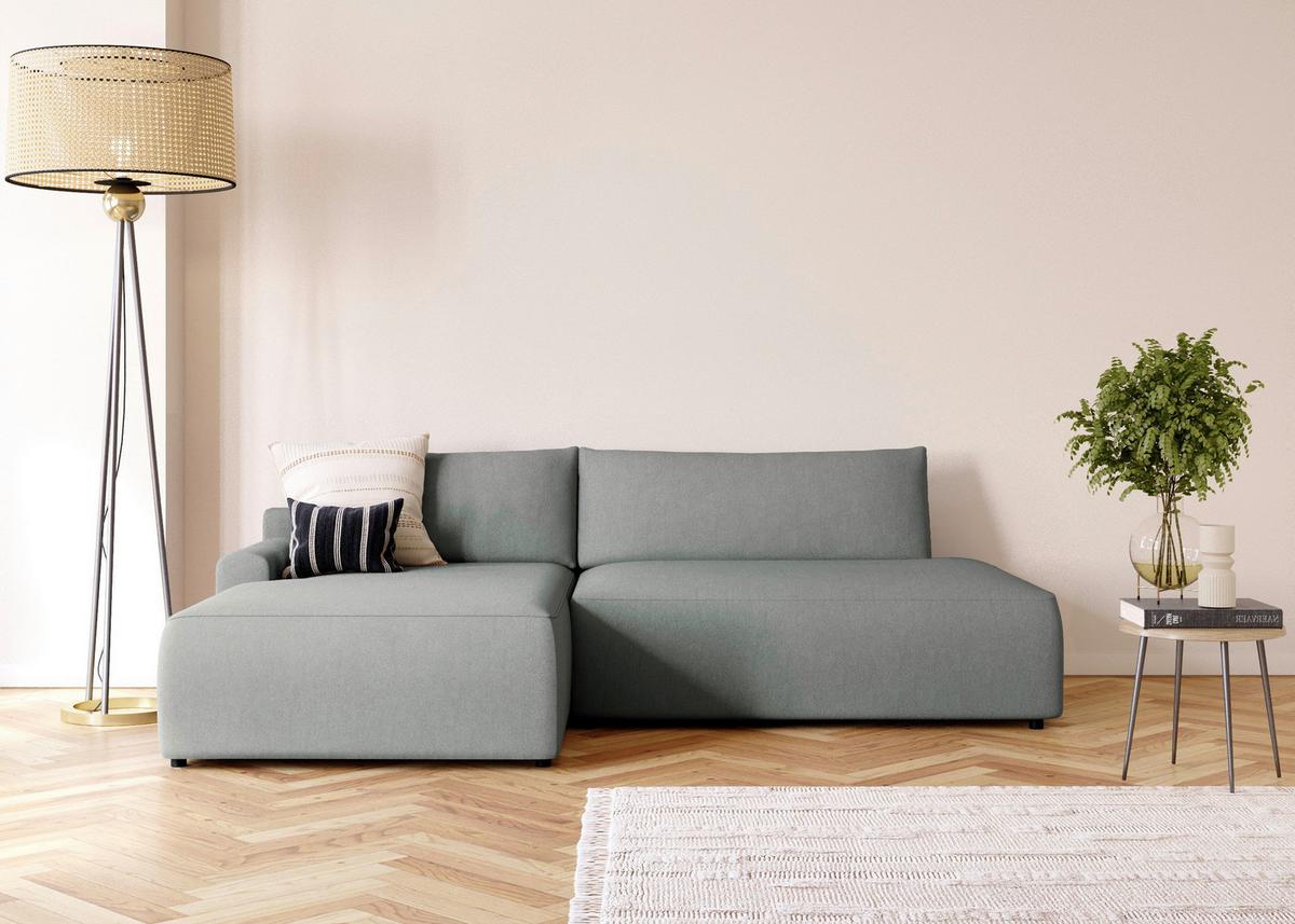 Eckschlafsofa Prag, Grau S: 167x253 cm - Schwarz/Grau, MODERN, Textil (167/253cm) - Trendmanufaktur