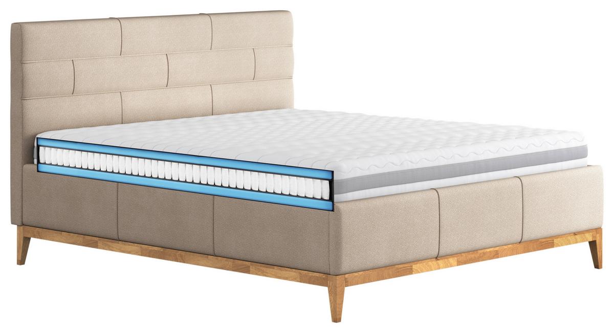 Polsterbett mit Bettkasten Jupiter 160x200 cm Beige - Eichefarben/Beige, MODERN, Holz/Holzwerkstoff (160/200cm) - MID.YOU