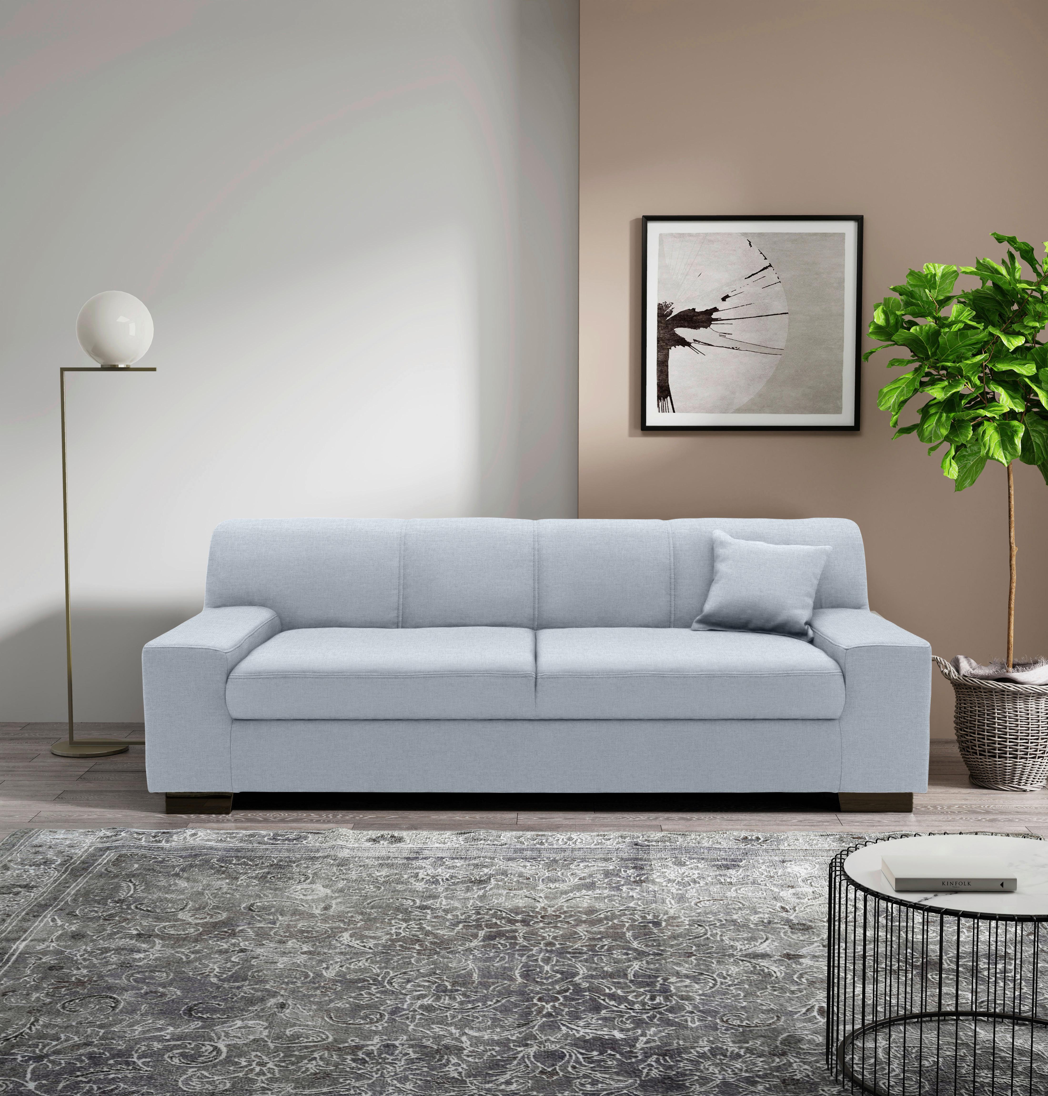 3-Sitzer-Sofa Norma Hellblau Webstoff - Wengefarben/Hellblau, Design, Textil (212/74/85cm) - MID.YOU