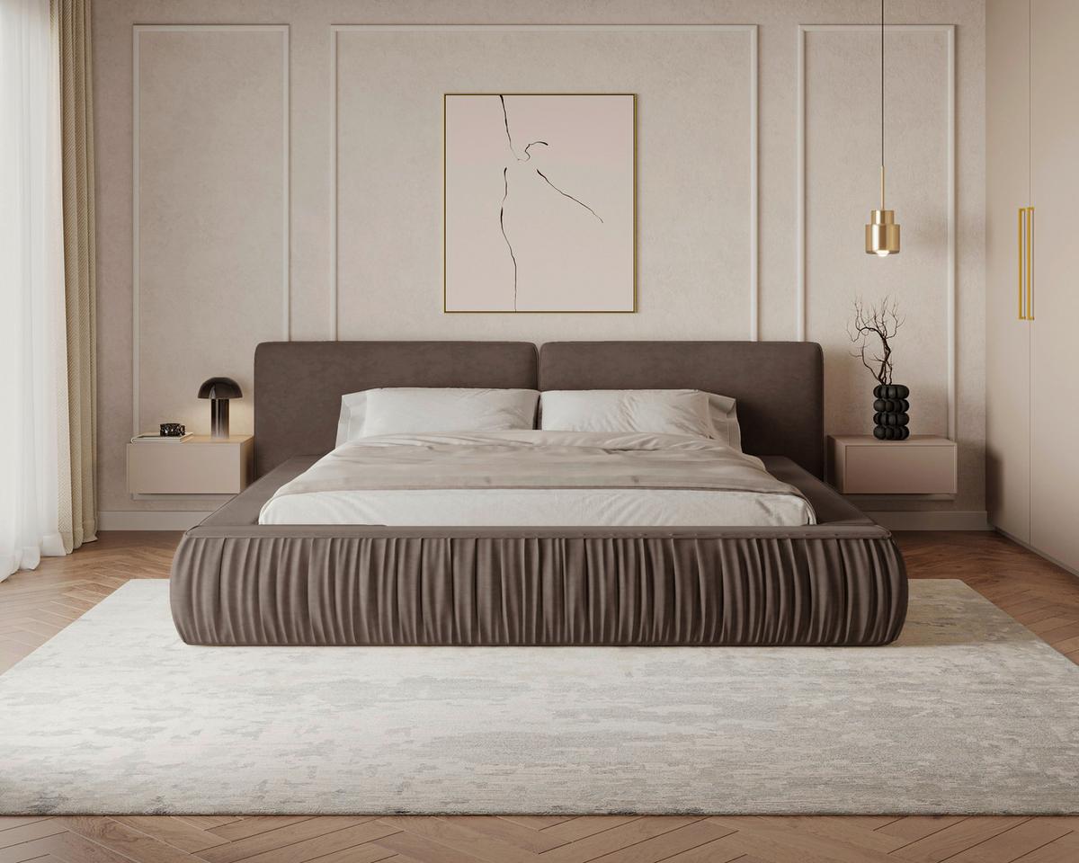 POLSTERBETT Vanessa Braun 140x200cm - Schwarz/Braun, MODERN, Holz/Metall (140/200cm) - Livetastic