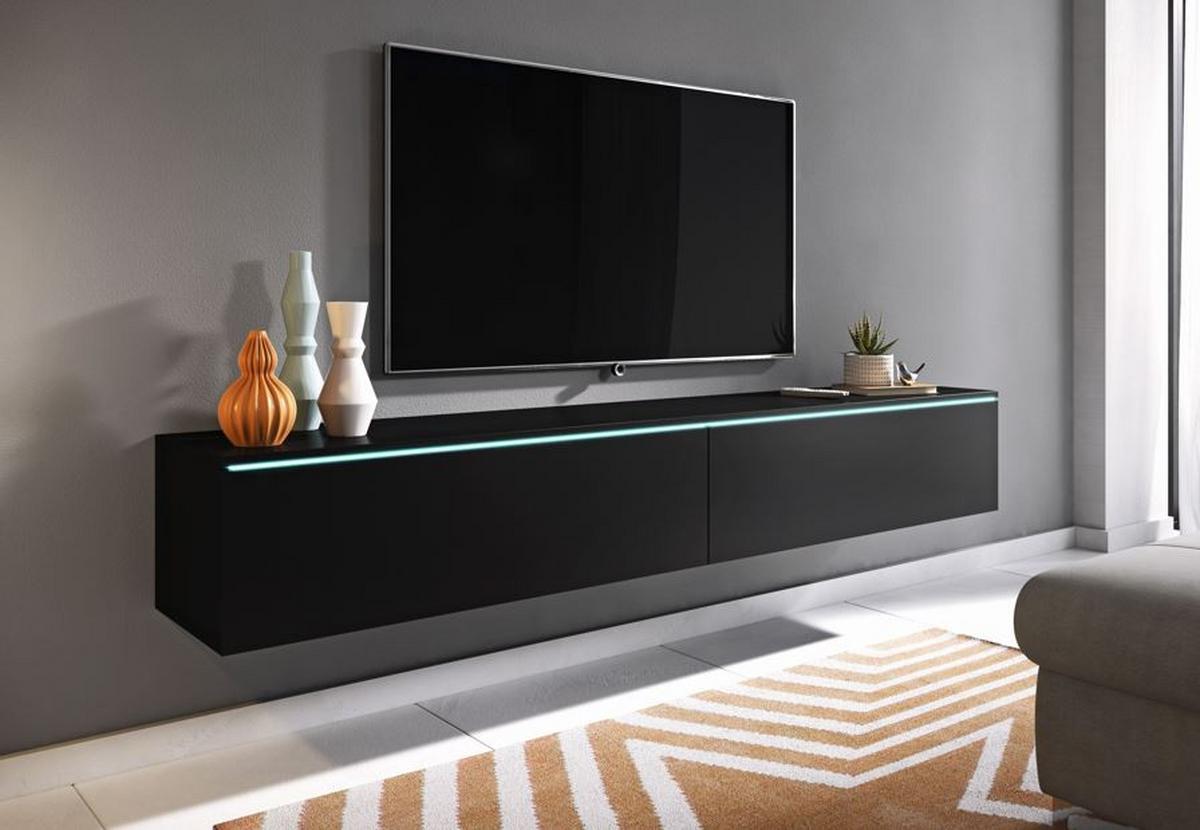 TV nízka komoda černá/grafit matný - šedá/černá, Lifestyle, kompozitní dřevo/plast (180/30/33cm) - P & B