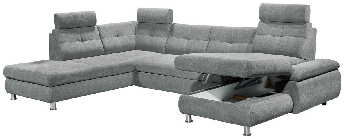 Wohnlandschaft mit Schlaffunktion Alba, Webstoff - Hellgrau, MODERN, Textil (233/349/177cm) - MID.YOU