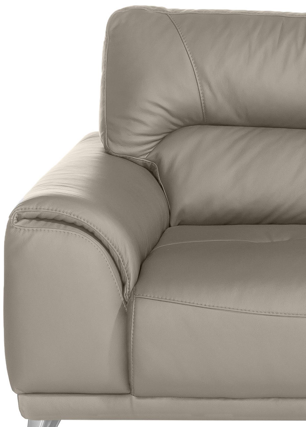 Dreisitzer-Sofa Frisco, Lederlook - Sandfarben/Chromfarben, MODERN, Textil (210/92/96cm) - MID.YOU