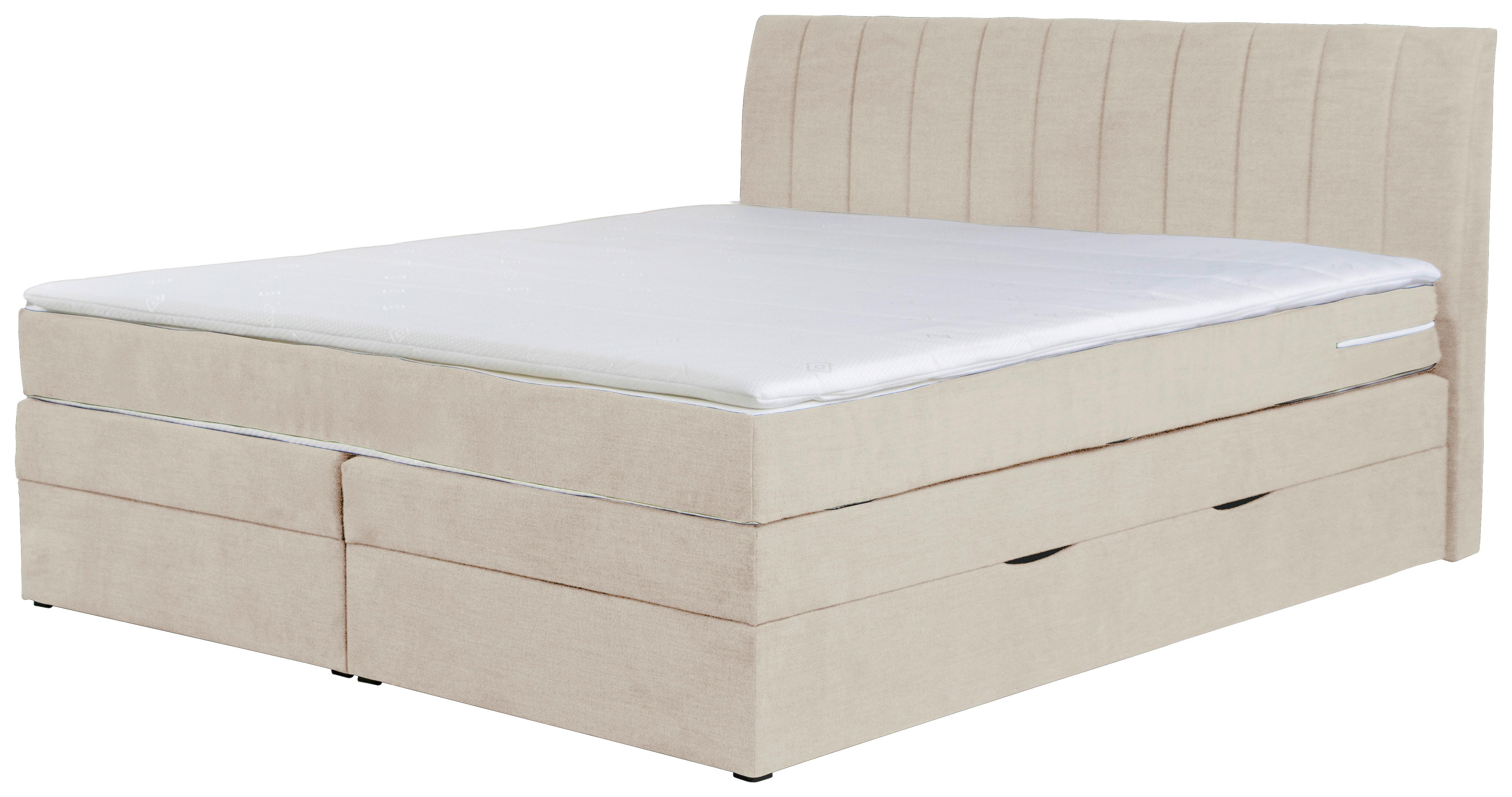Boxspringbett Shark Beige Lxf: ca. 180x200 cm - Beige/Schwarz, Holzwerkstoff/Textil (180/200cm) - MID.YOU