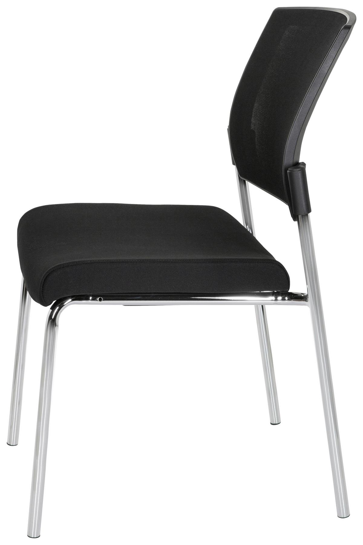 Besucherstuhl K9 V Gepolstert Schwarz Bis 180kg - Chromfarben/Schwarz, MODERN, Textil/Metall (48/90/58cm) - MID.YOU