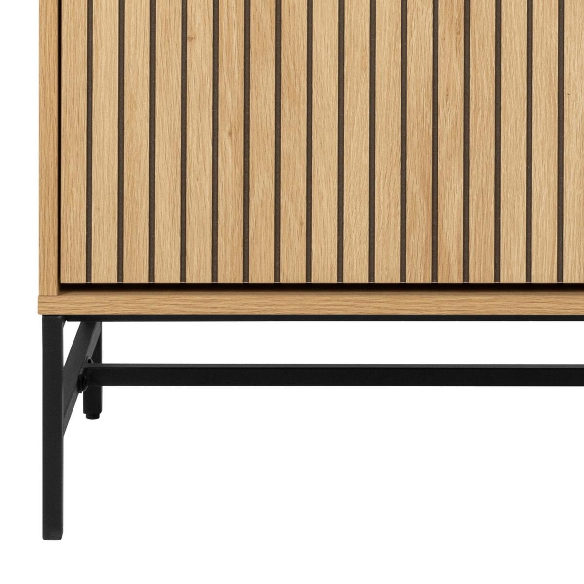 ŠATNÍ SKŘÍŇ S OTOČNÝMI DVEŘMI ALBANY - černá/přírodní barvy, Design, kov/dřevo (99/200/60cm)