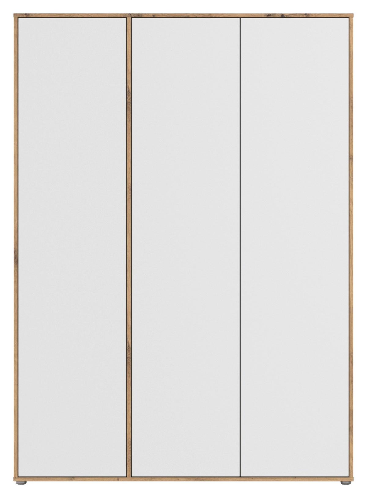 Drehtürenschrank Nabila Weiß Eiche Artisan Dek. - Weiß/Eiche Artisan, MODERN, Holzwerkstoff (140/194/53cm) - Rauch Möbel