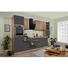 Küchenzeile Premium mit Geräten 330 cm Grau/Eiche Dekor - Eichefarben/Grau, Basics, Holzwerkstoff (330cm) - Respekta