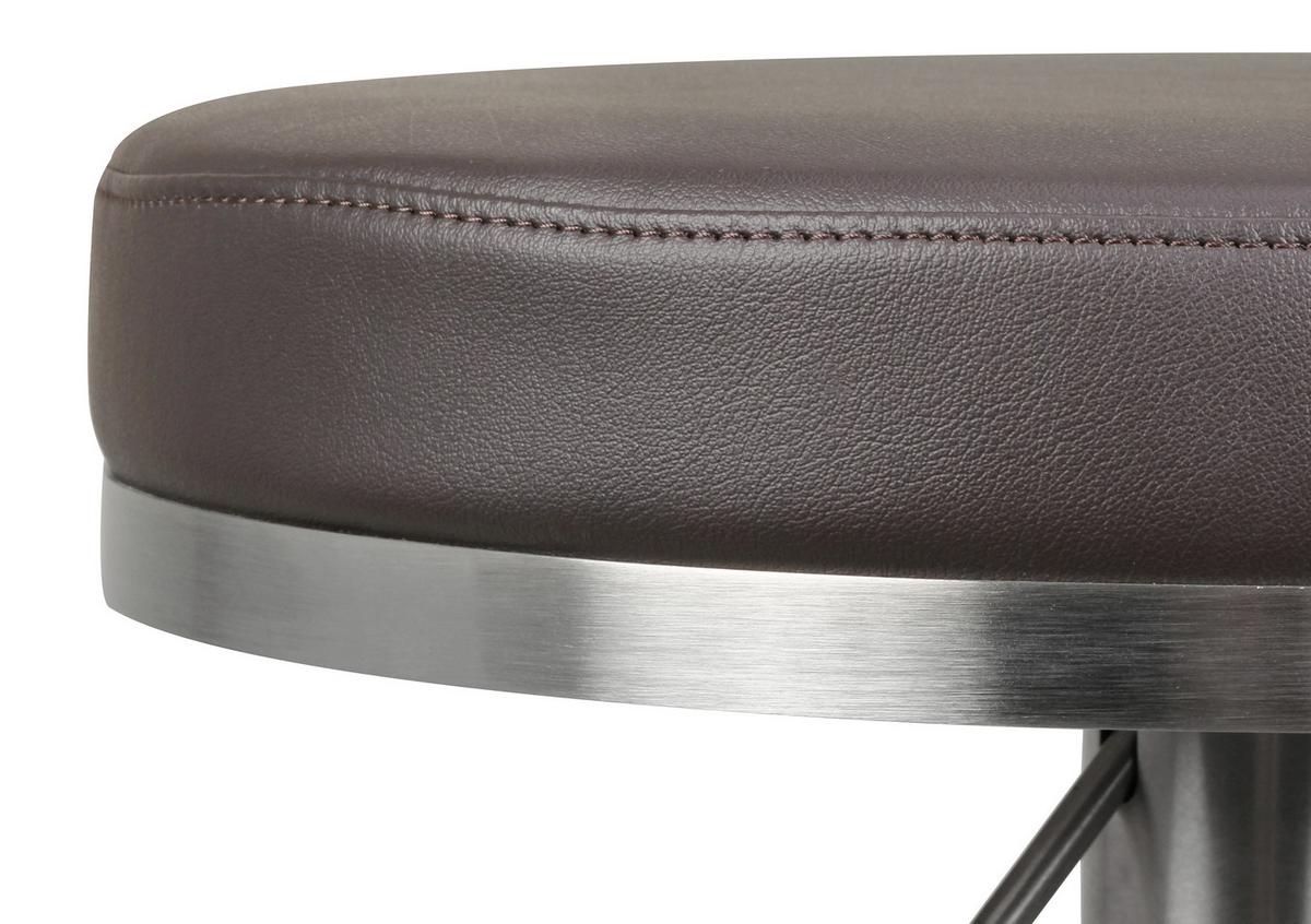 Barhocker höhenverstellbar und 360° drehbar Braun - Silberfarben/Braun, MODERN, Textil/Metall (38/57/38cm) - MID.YOU