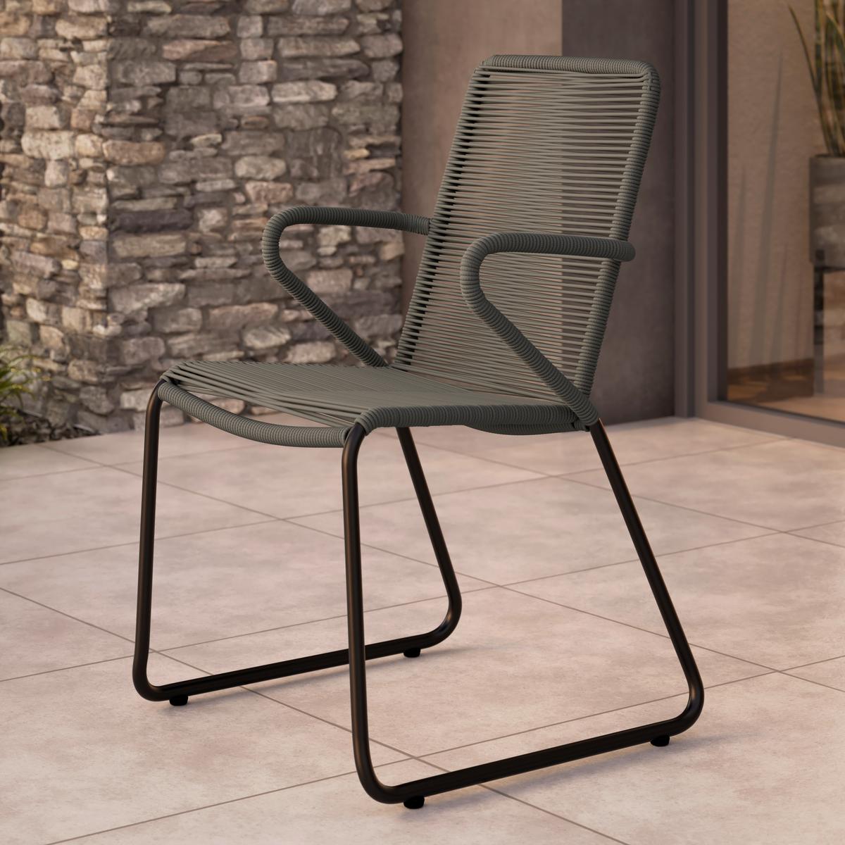 Gartenstuhl Stapelbar Trendy New Carbonstahl - Anthrazit/Schwarz, MODERN, Kunststoff/Metall (58/88/54cm) - Beldano