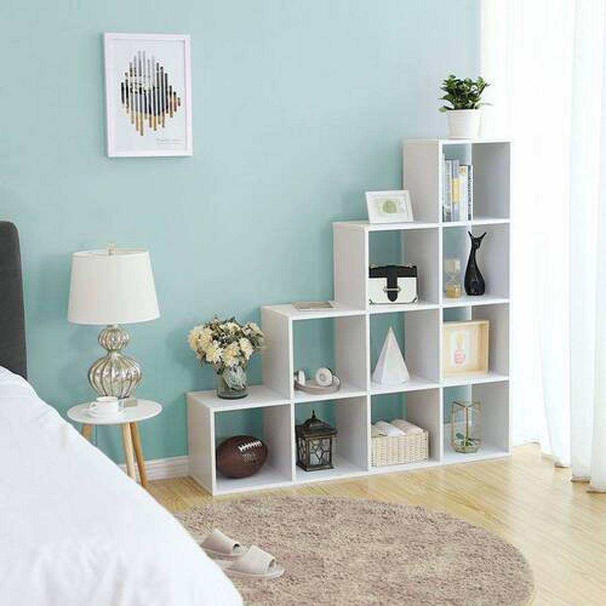 Regal Mit 10 Würfel B: 130 cm, Weiß - Weiß, Basics, Holzwerkstoff (129,5/129,5/29cm) - Boxxx