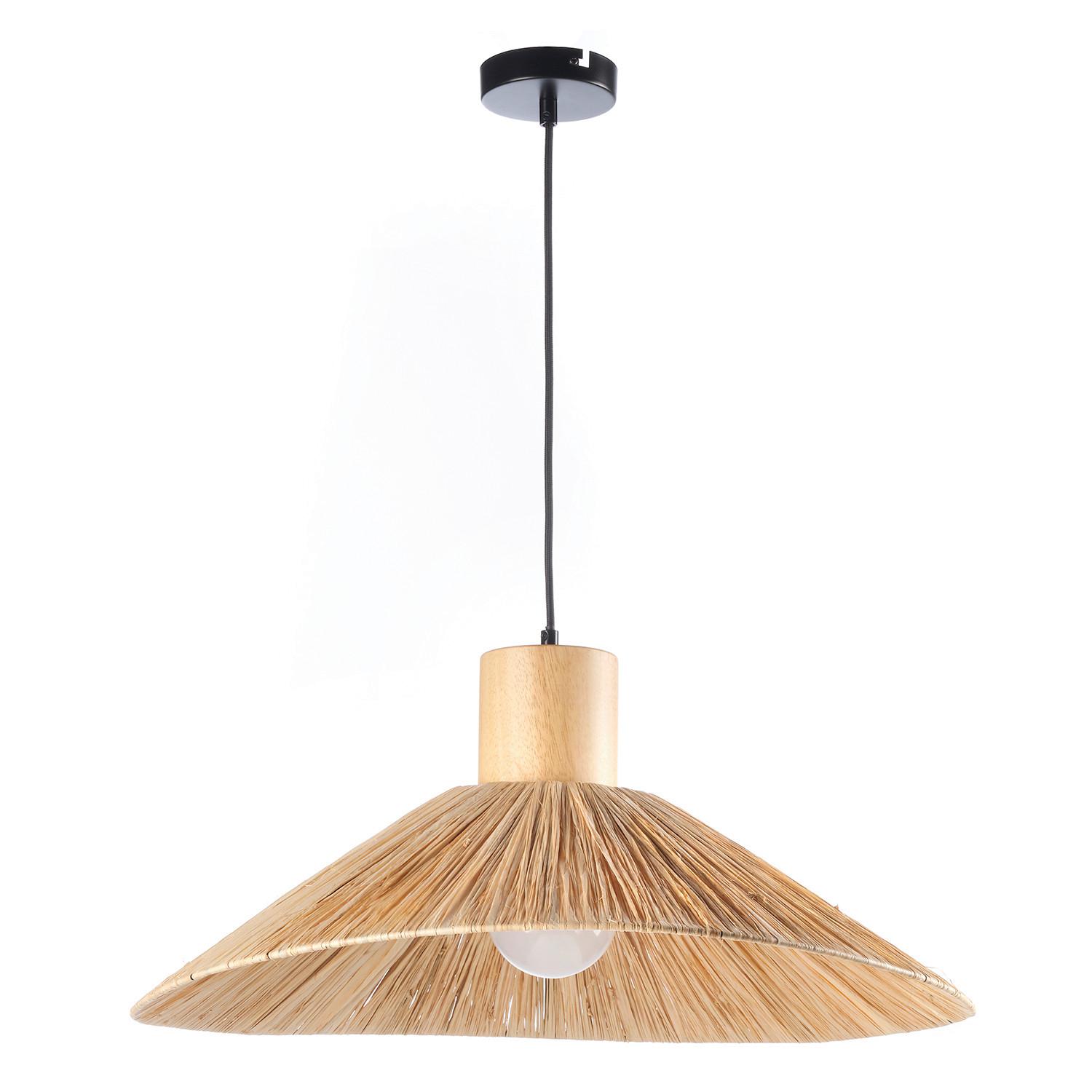 Hängeleuchte Rafia Beige L: 60 cm 22w - Beige, Natur, Holz (60/60/120cm)
