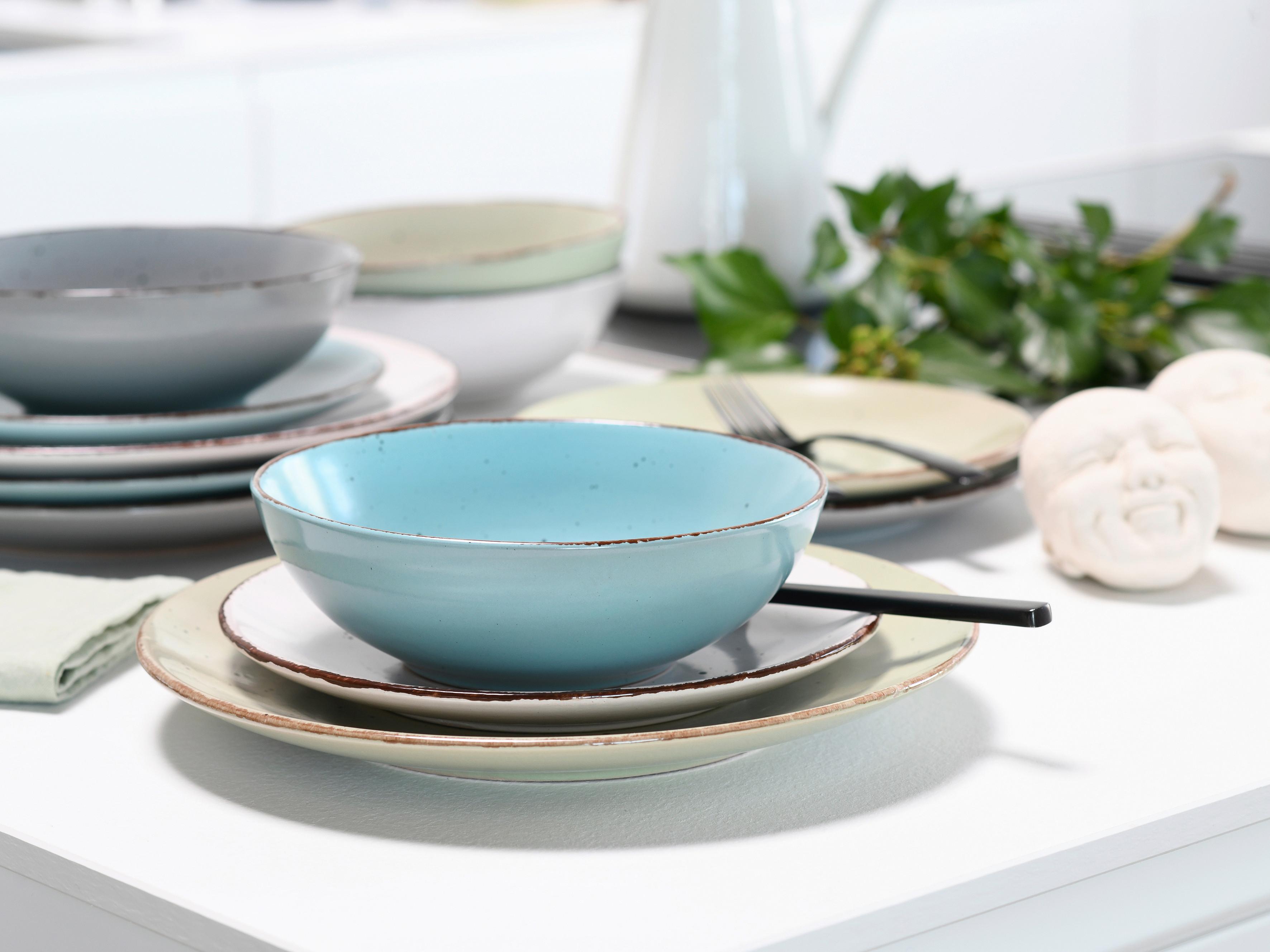 Tafelservice Fashion Bunt Hellgrau/Pastell-Grün/Blau - Pastellblau/Pastellgrün, Basics, Keramik - Creatable