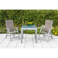 Balkonset Carrara Silberfarben/Taupe - Taupe/Silberfarben, KONVENTIONELL, Glas/Textil - Gardenson