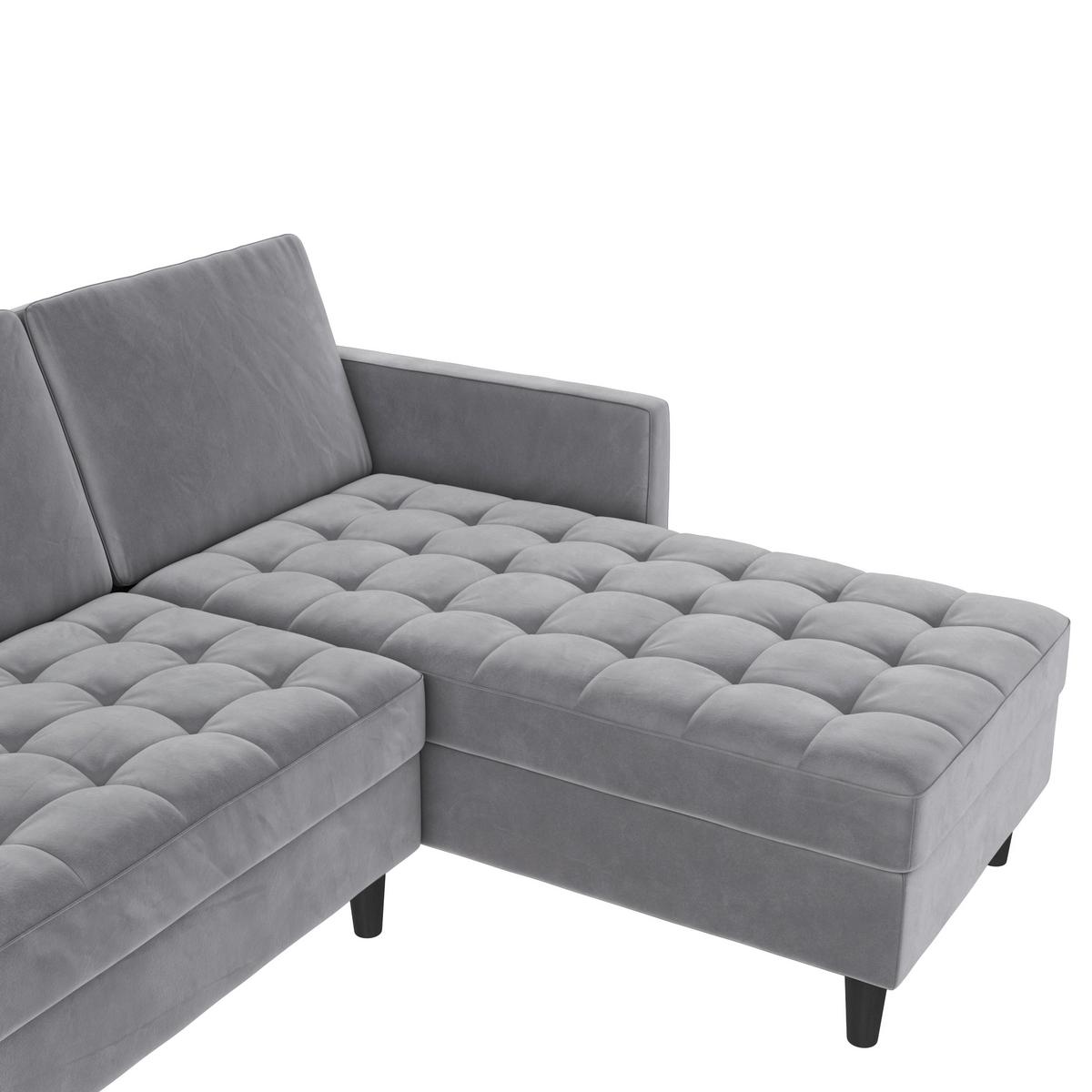 Ecksofa Palermo Grau, mit Stauraum - Schwarz/Grau, Basics, Textil (213/154cm) - Livetastic