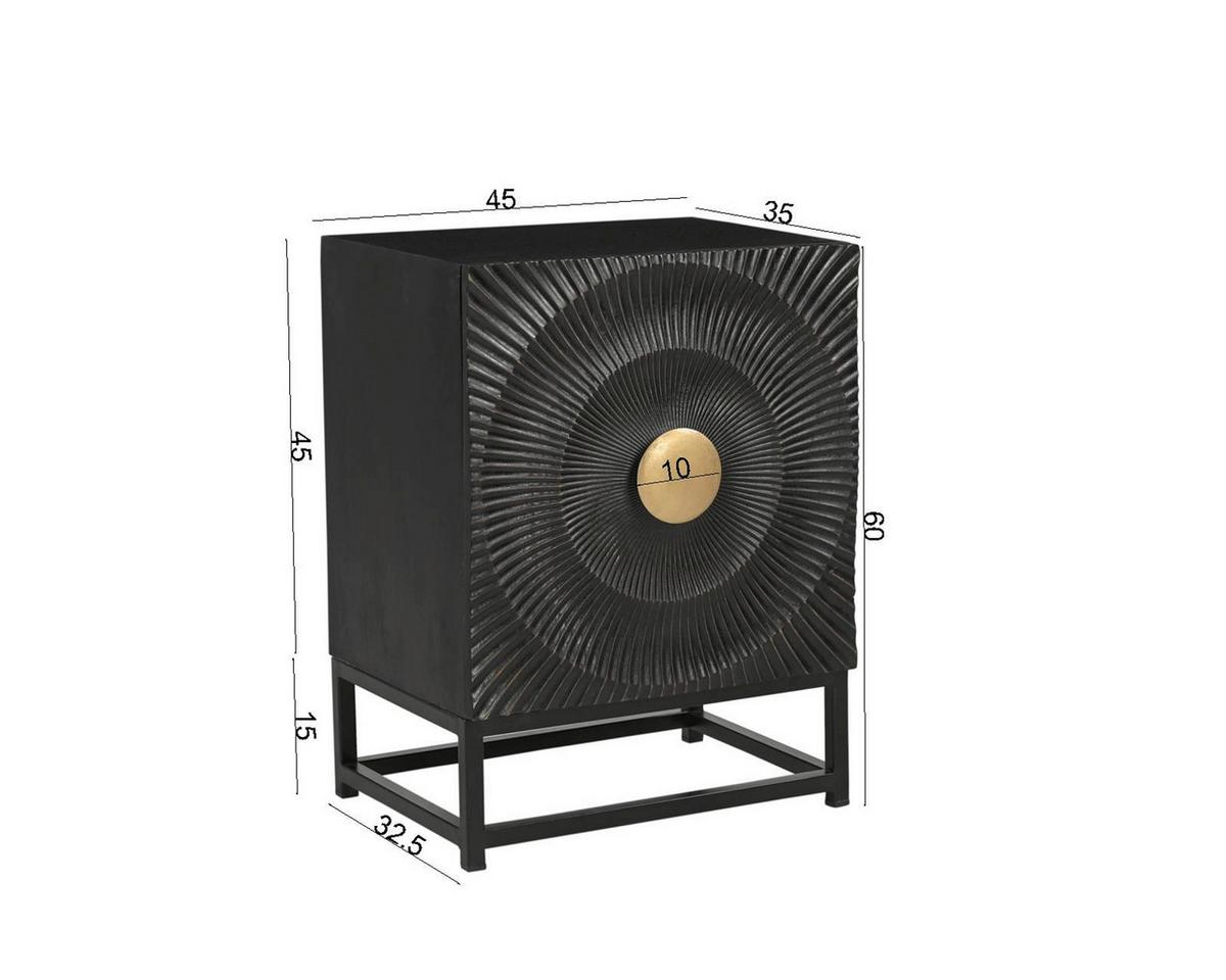 NACHTKÄSTCHEN Schwarz B: 45cm - Goldfarben/Schwarz, Basics, Holz/Metall (45/60/35cm) - Livetastic