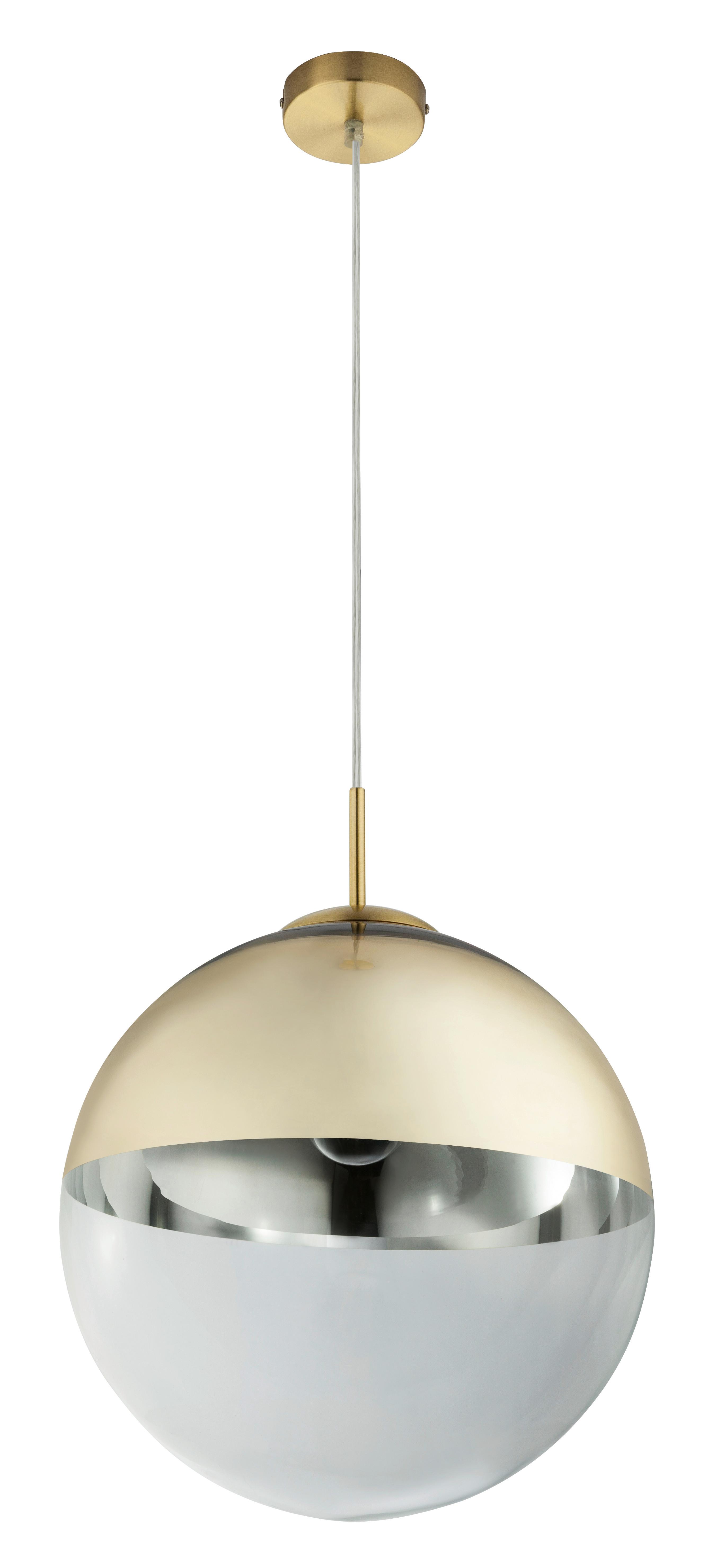 Hängeleuchte H: 120 Cm 1-Flammig - Transparent/Goldfarben, Design, Glas/Metall (33/120cm) - Globo