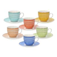 Teetassenset Iris Kaleido 12--teilig. Keramik Multicolor - Blau/Hellrot, Basics, Keramik - Tognana