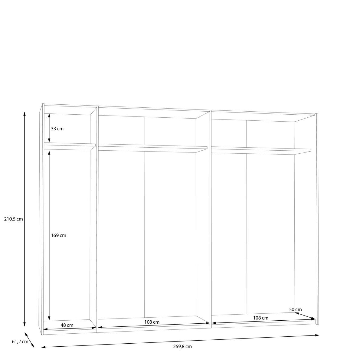 ŠATNÍ SKŘÍŇ S POSUVNÝMI DVEŘM NEKTARIUS - šedá/černá, Moderní, kov/kompozitní dřevo (269,8/210,5/62,9cm)