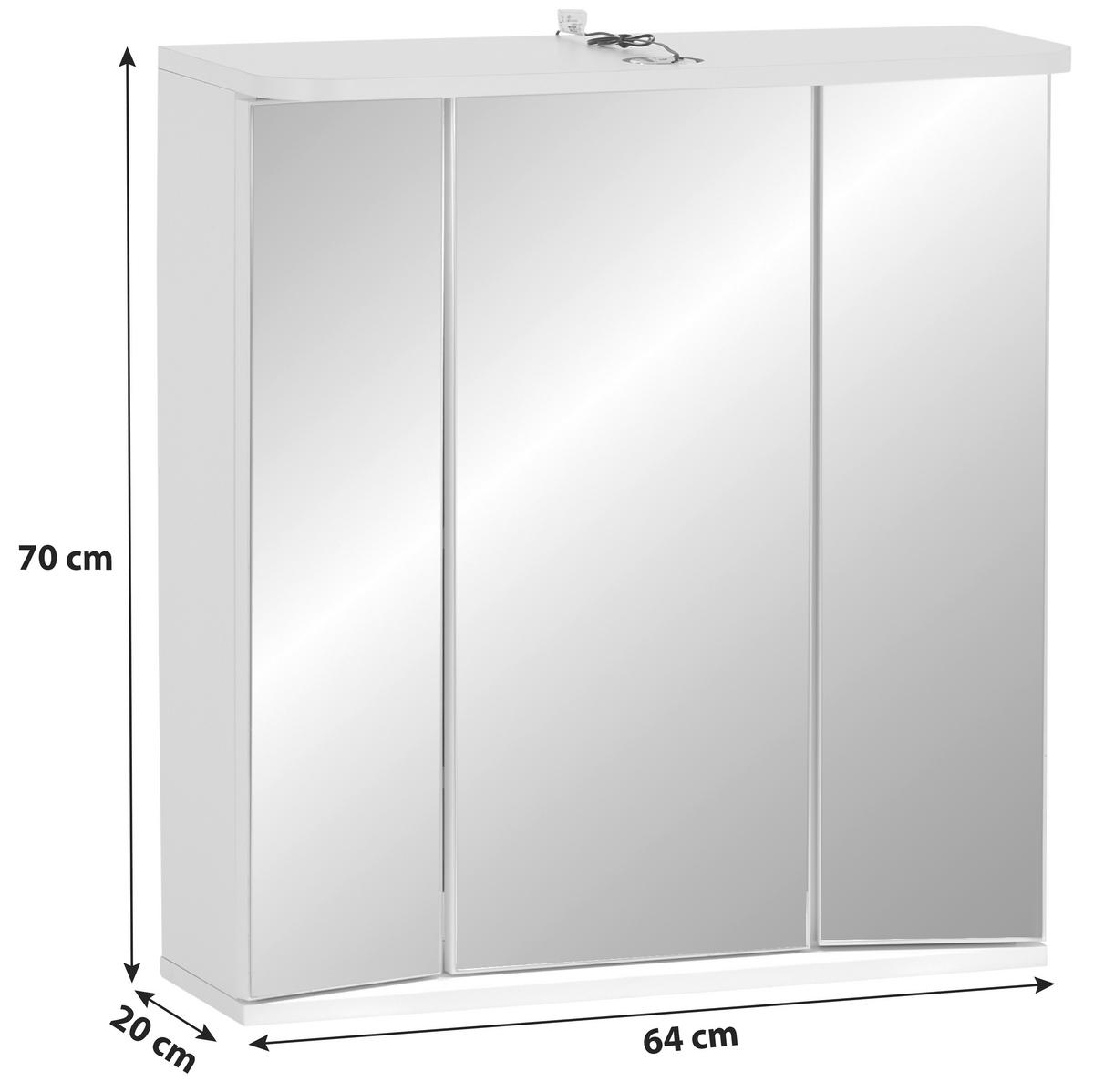 Skrinka so zrkadlom MX 180 - VERONA VR 22 - biela, Konventionell, kompozitné drevo (64cm)