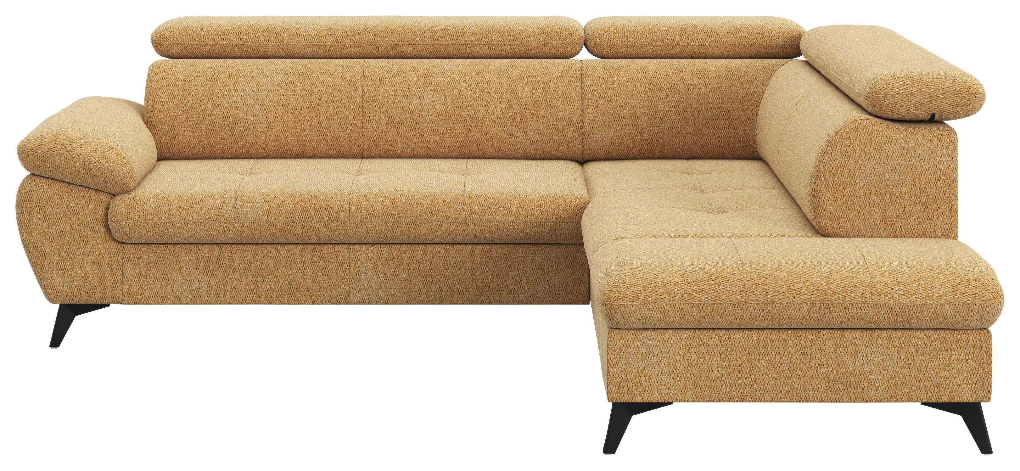 Ecksofa mit Bettfunktion Hudson, Chenille Orange - Schwarz/Orange, KONVENTIONELL, Textil (256/207cm) - Sembella