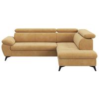 Ecksofa mit Bettfunktion Hudson, Chenille Orange - Schwarz/Orange, KONVENTIONELL, Textil (256/207cm) - Sembella