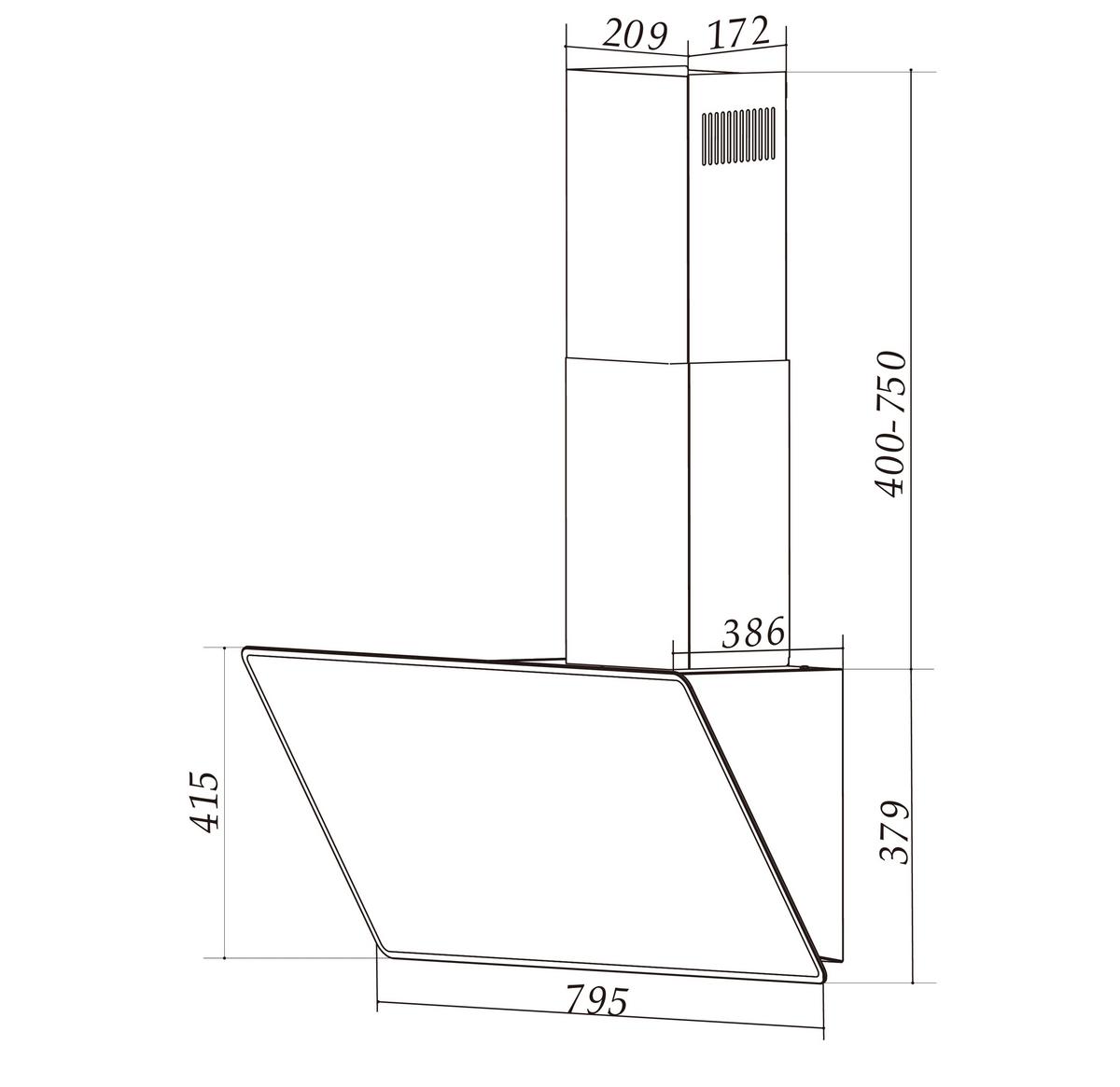 Dunstabzugshaube Respekta Lora Schwarz B:79,5cm - Schwarz, Basics, Glas/Metall (79,5/78-113/38,6cm) - Respekta
