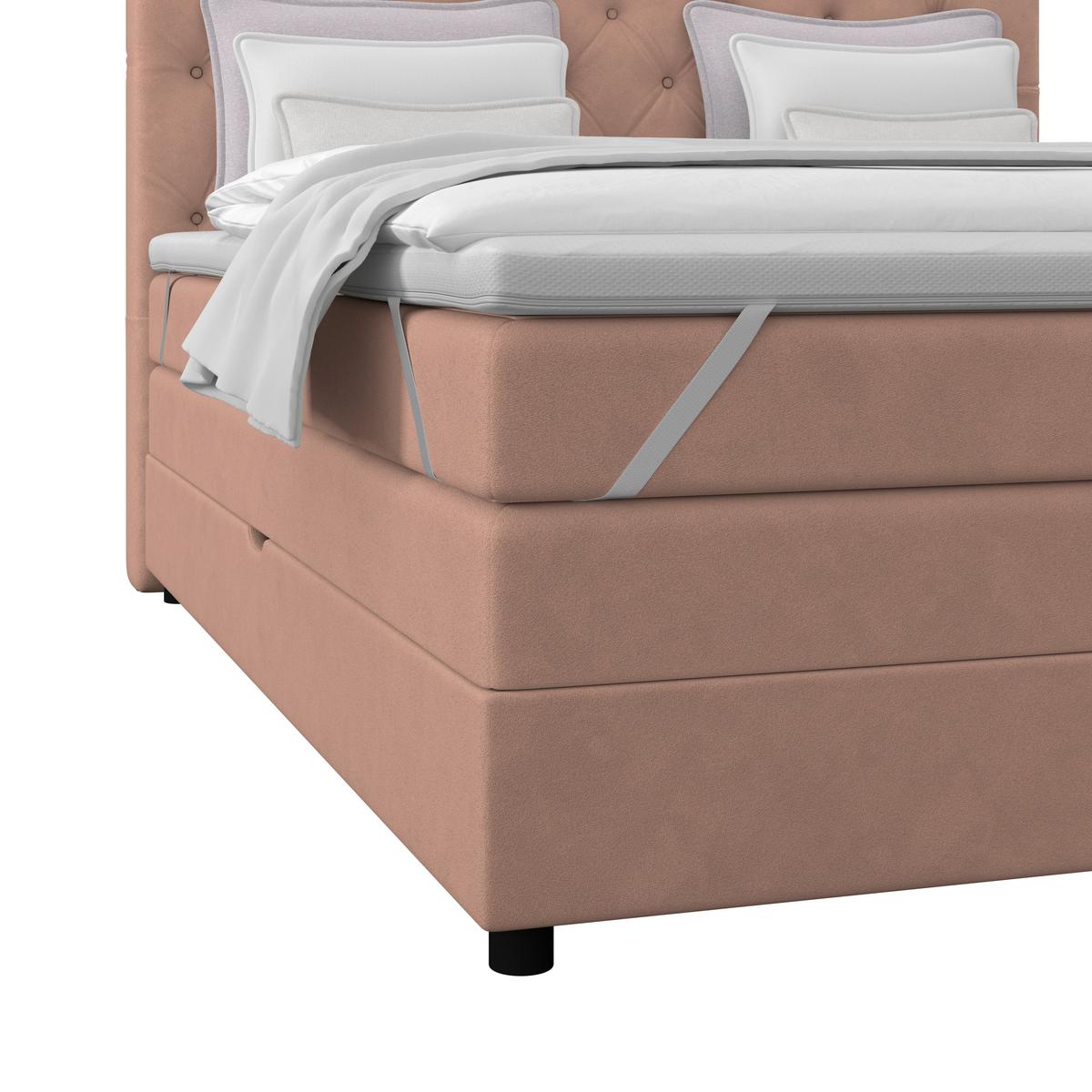 Boxspringbett Elio Altrosa 180x200 Cm H2 - Schwarz/Altrosa, ROMANTIK / LANDHAUS, Textil (184/121/212cm) - James Wood