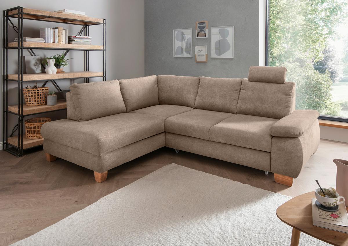 Eckschlafsofa Positano Hellbraun S: 206x261 Cm - Wildeiche/Hellbraun, MODERN, Textil (206/261cm) - Livetastic