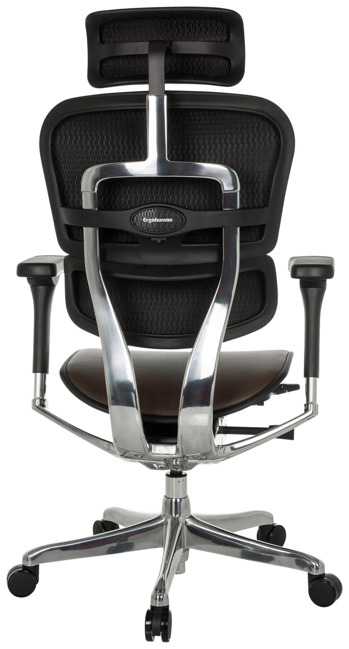 Drehstuhl Ergohuman Gen2 Dunkelbraun B: 78 Cm - Dunkelbraun/Silberfarben, MODERN, Leder/Kunststoff (78/117 - 136/64cm) - MID.YOU