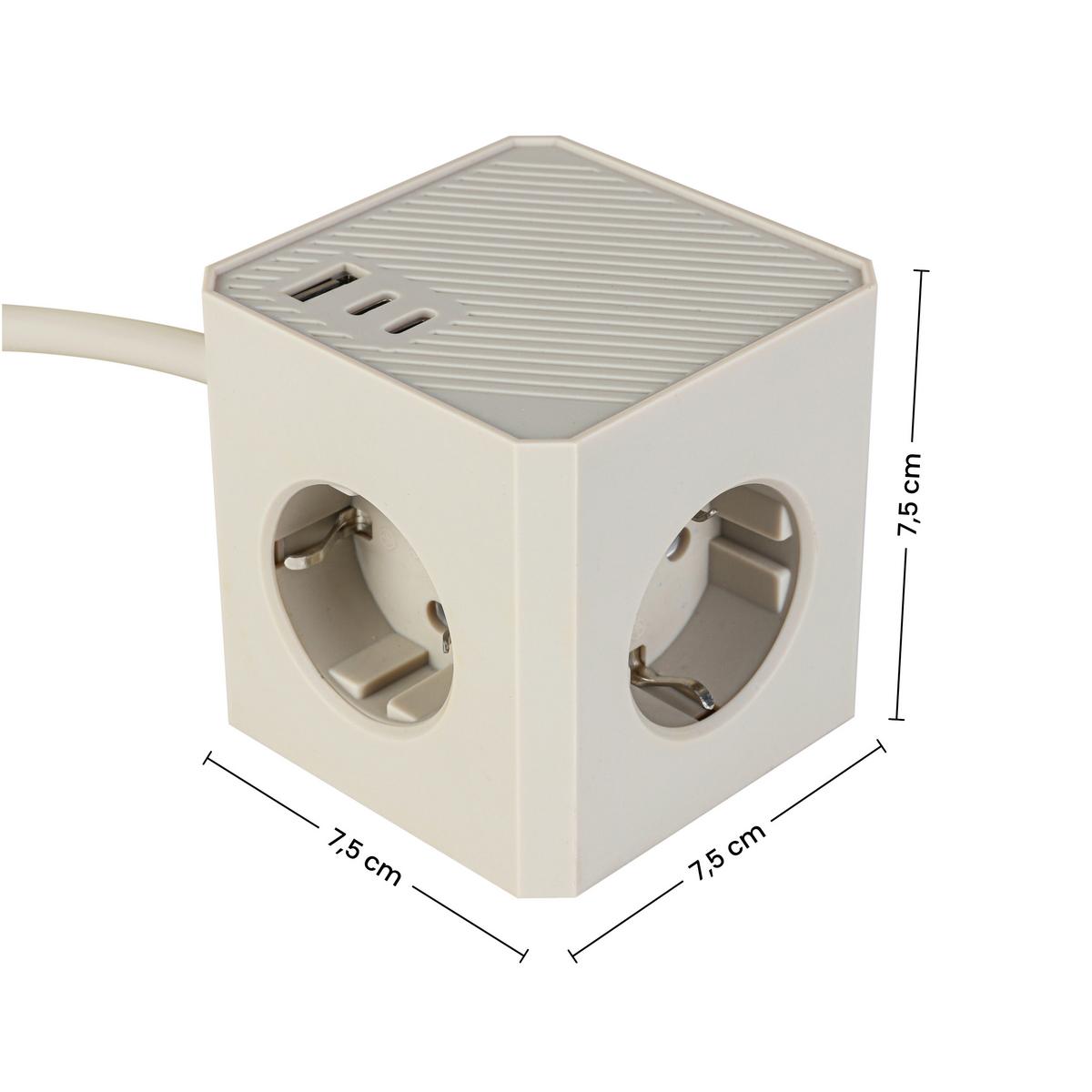 VÍCEFUNKČNÍ ZÁSTRČKA MALI - pískové barvy, Moderní, kov/plast (7,5/7,5/7,5cm) - Mömax