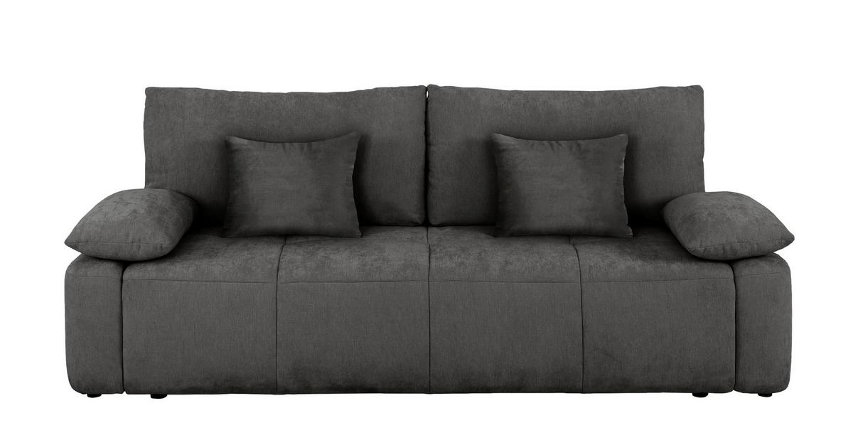 Schlafsofa Hello Lux 3Dl Graphitfarben B: 240cm - Schwarz/Graphitfarben, Design, Textil (240/93/108cm) - MID.YOU