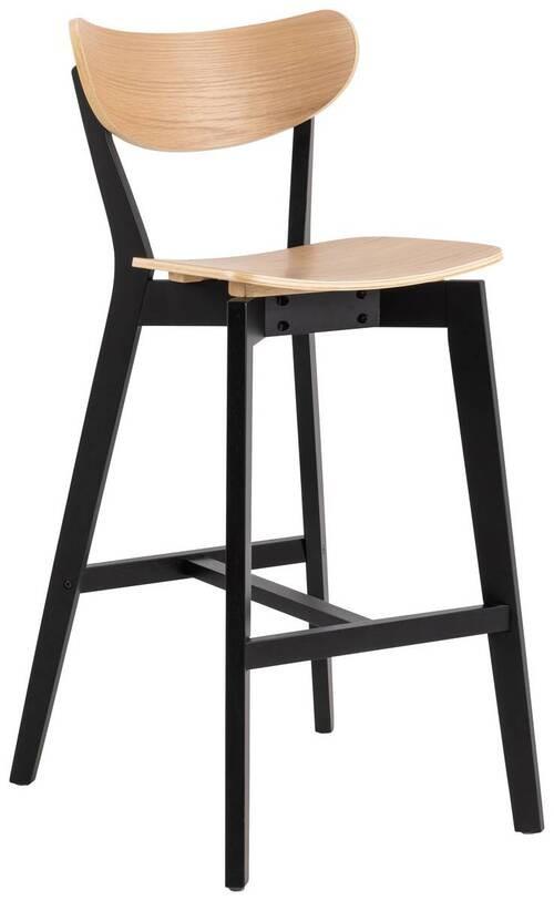 Barová stolička ROXBY - čierna/farba duba, Trend, drevo (45/105/49cm) - MID.YOU