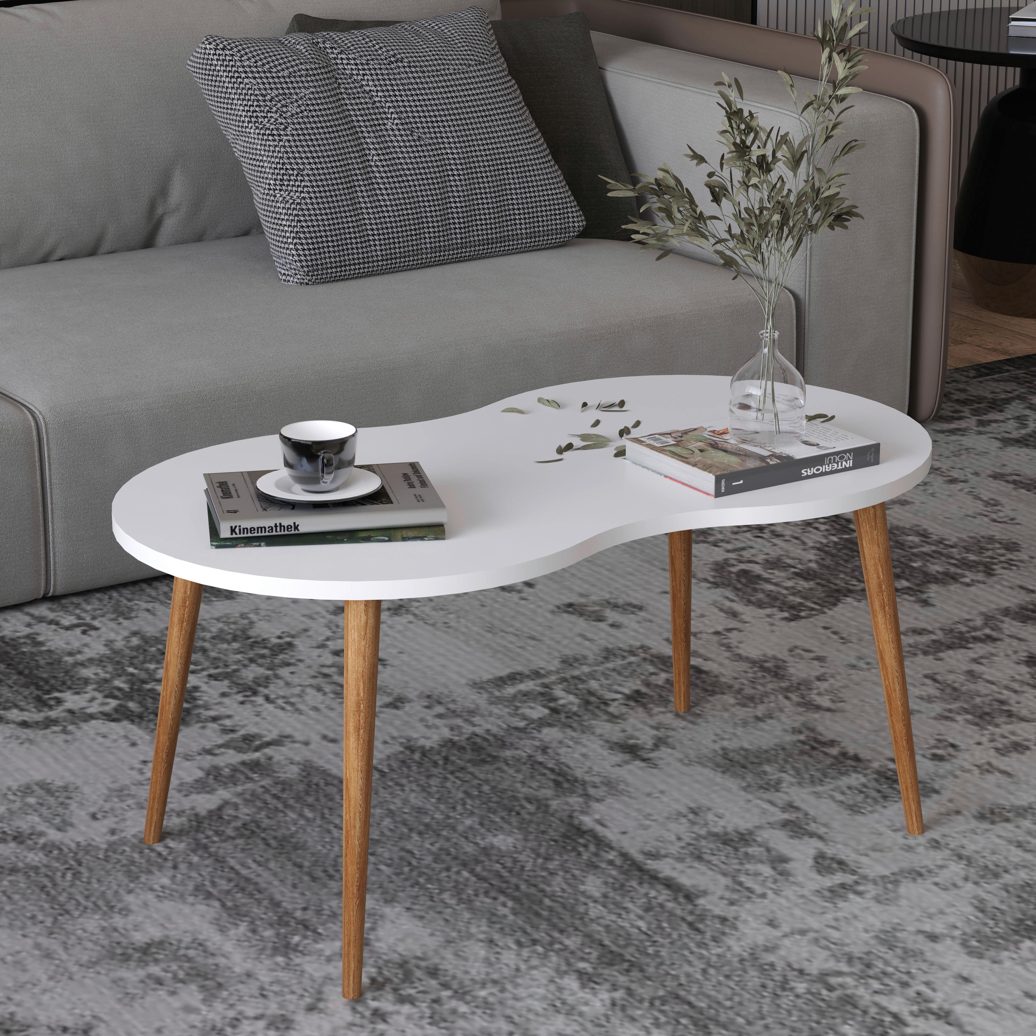 Couchtisch Barilo Weiß, Honigeiche Dekor L: 90cm - Honigeiche/Weiß, Design, Holzwerkstoff (90/41/42cm) - MID.YOU