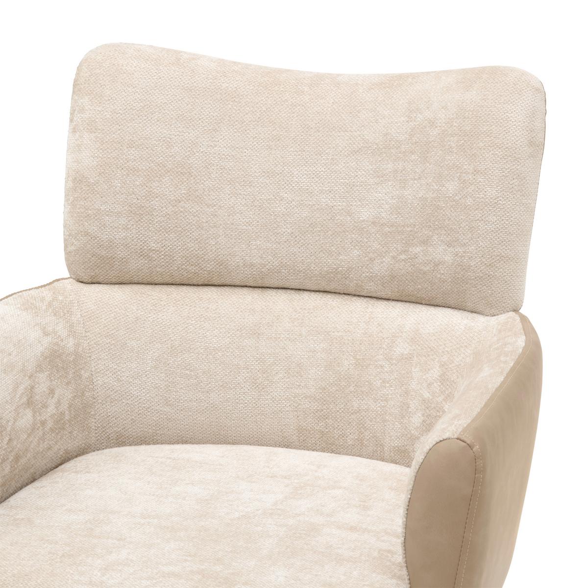 Armlehnstuhl Maja Webstoff Beige, B: 58 cm - Beige/Schwarz, KONVENTIONELL, Textil/Metall (58/84/64cm) - MID.YOU