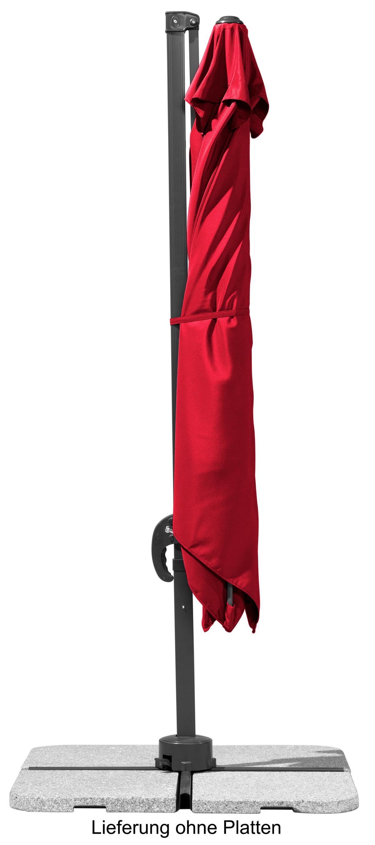 Ampelschirm Rhodos Junior BxHxT: 338x239x270 cm Rot - Anthrazit/Rot, Basics, Textil/Metall (338/239/270cm) - Schneider