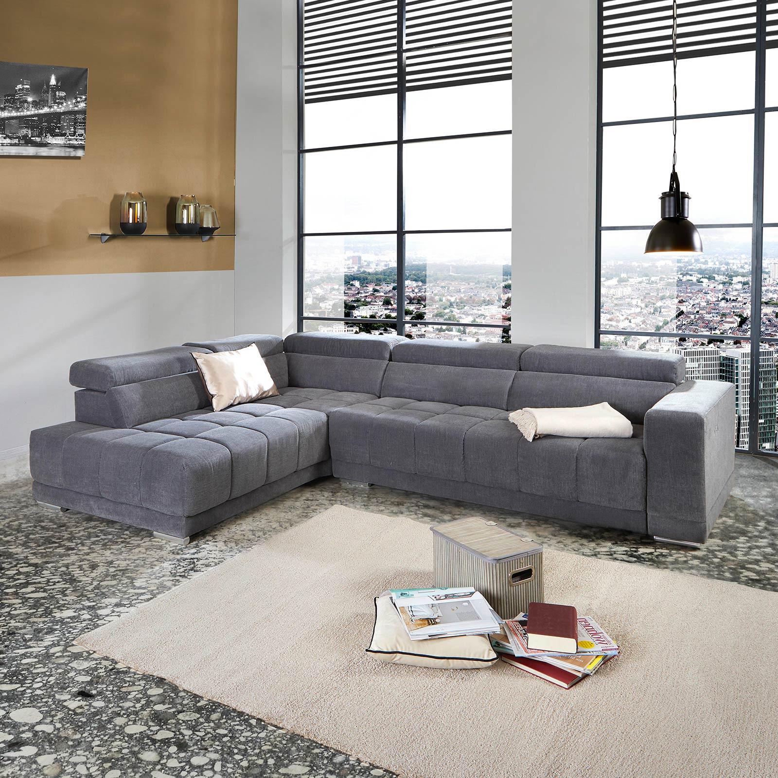 Ecksofa Mit Relaxfunktion Hogan La, Webstoff - Silberfarben/Grau, MODERN, Holz/Textil (212/299cm) - Livetastic