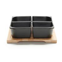 sada misiek na pochutiny TAPAS - 4 - čierna, Modern, drevo/keramika (20/20/6cm) - Modern Living
